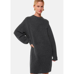 Whistles Grey Ava Round Neck Knitted Dress